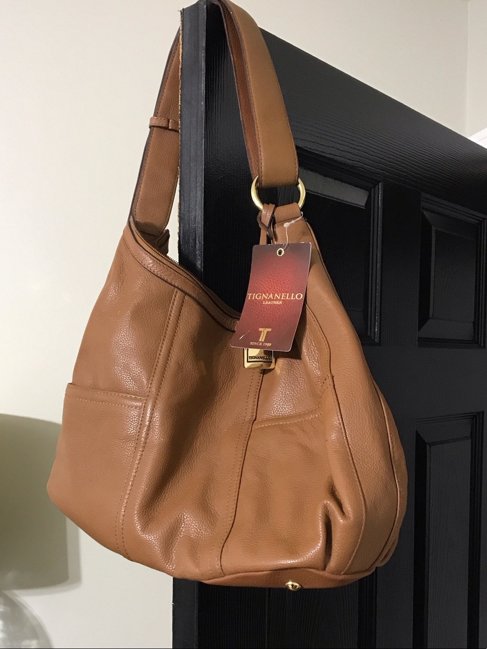 Tignanello Cognac Brown Leather Shoulder Bag